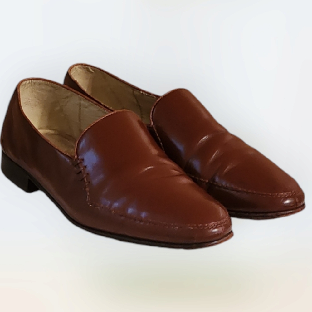 Men Vintage Leather Brown Loafers By Paolini Size 9 Made in Italy